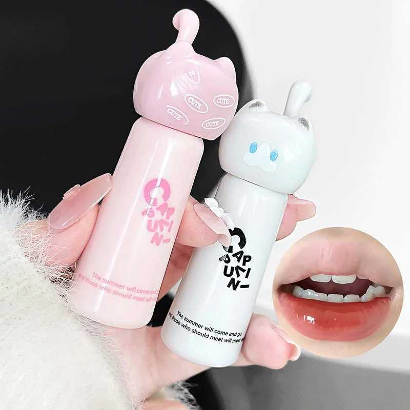 CAPPUVINI Cute Cat Water Mirror Lip Gloss Lasting Moisturizing Rose Apricot Pink Tint Lip Glaze Nude Lipstick Korean Makeup GirlT251222