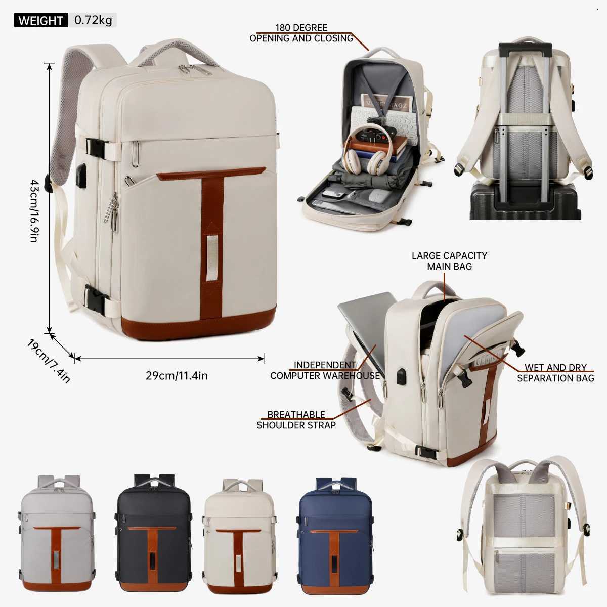 omens 2025 New Casual Business Computer Backpack Outdoor Travel Large Capacity Travel Bag Student School Bag Business Travel Commuting Work ClassM2512