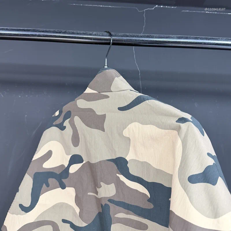 Men's Jackets PFHQ Retro Camouflage Jacket Fashion Splicing Contrast Color Stand Collar Long Sleeves Causal Coats Autumn 21P1744