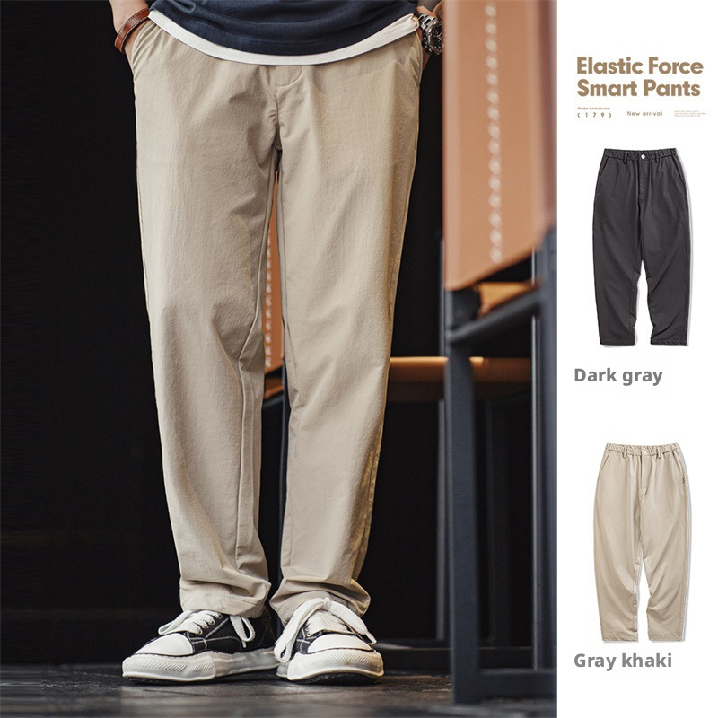 WOZK Casual Straight Clean Fit Suit Pants Men's Spring Wrinkle-Resistant Tapered Office Pants Solid Color Versatile Trousers