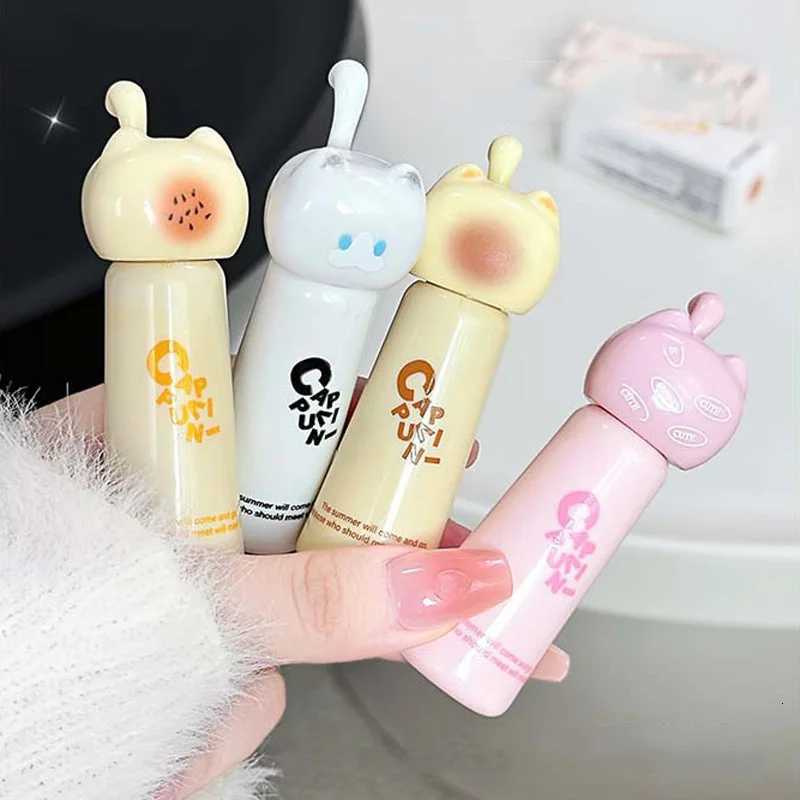 CAPPUVINI Cute Cat Water Mirror Lip Gloss Lasting Moisturizing Rose Apricot Pink Tint Lip Glaze Nude Lipstick Korean Makeup GirlT251222