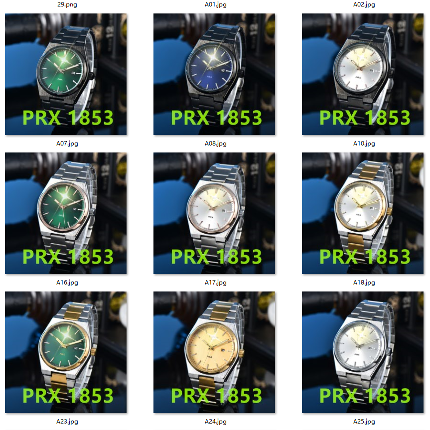 TOP Brand TISSOTly Womens watch Luxury Movement Stainless Steel 1853Tissity PRX POWERMATIC80 Watch womens Mechanical Quartz Wristwatches 8778