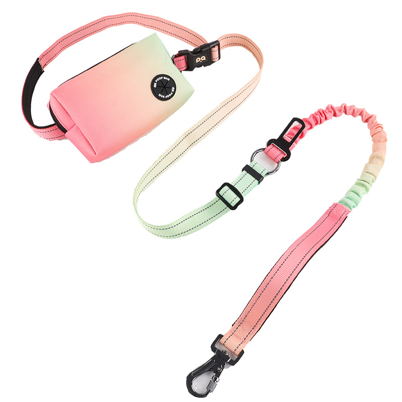Pet traction rope Explosion-proof flush fanny pack Portable dog running reflective traction rope
