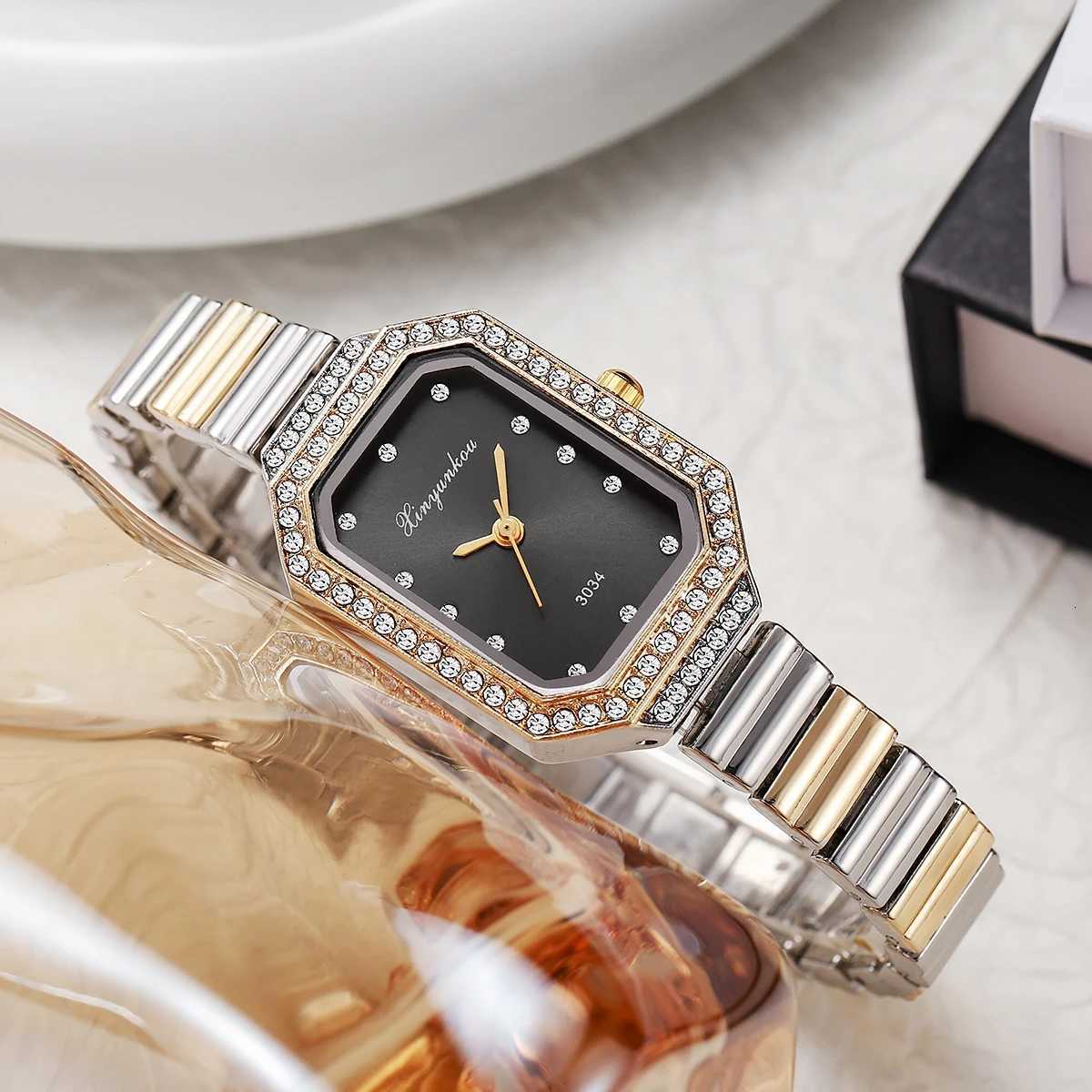 Light luxury fl-diamond wens quartz two-tone steel strfashionable a gift for girlfriend M251222