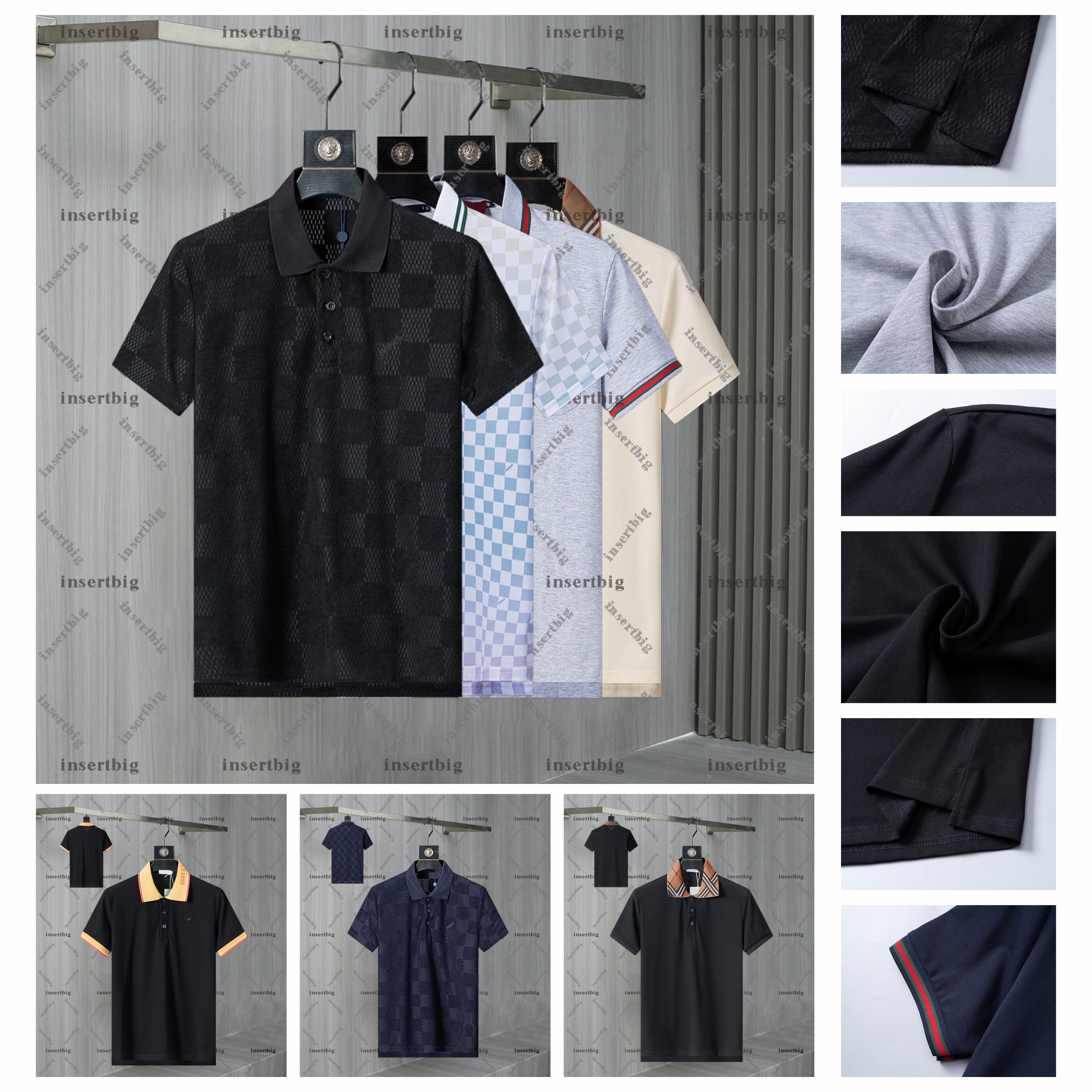 2026 Summer New High End Casual Fashion Mens Polo Collar Colorful Contrast Short Sleeve 100% Cotton 8877