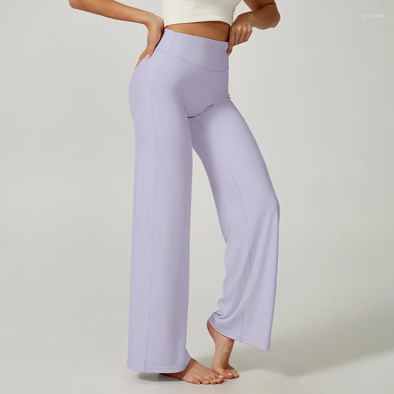 Women's Pants Sports Straight Yoga Women Comfort Light High Elastic Wide Leg Fitness Trousers Woman Solid Color Waist Casual Z260314
