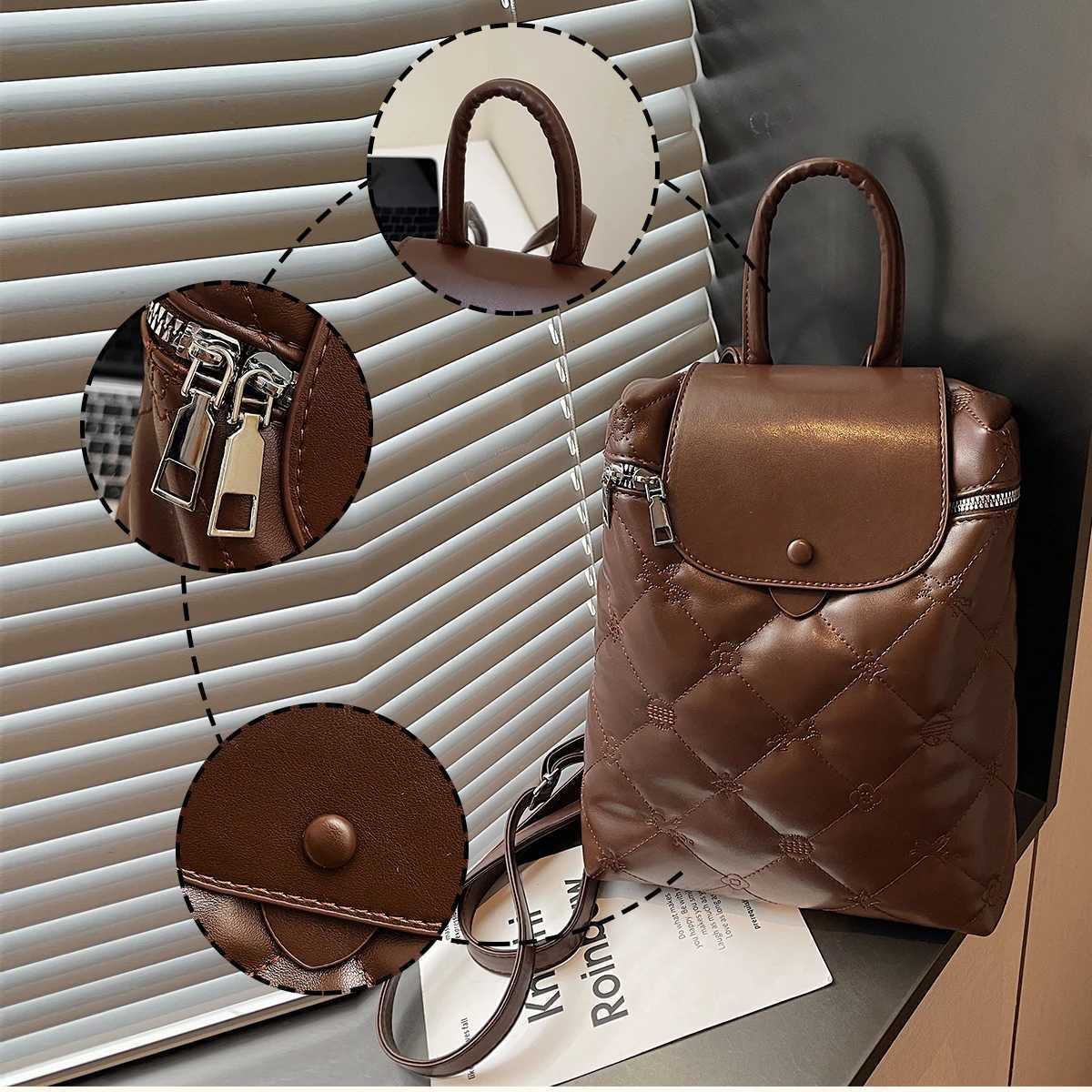 Womens Backpack Casual Commuter Tablet Bag for Women 2025 Versatile Pu Leather Large Capacity Mom Travel Backpack for Shopping Hiking and OutingsM2512