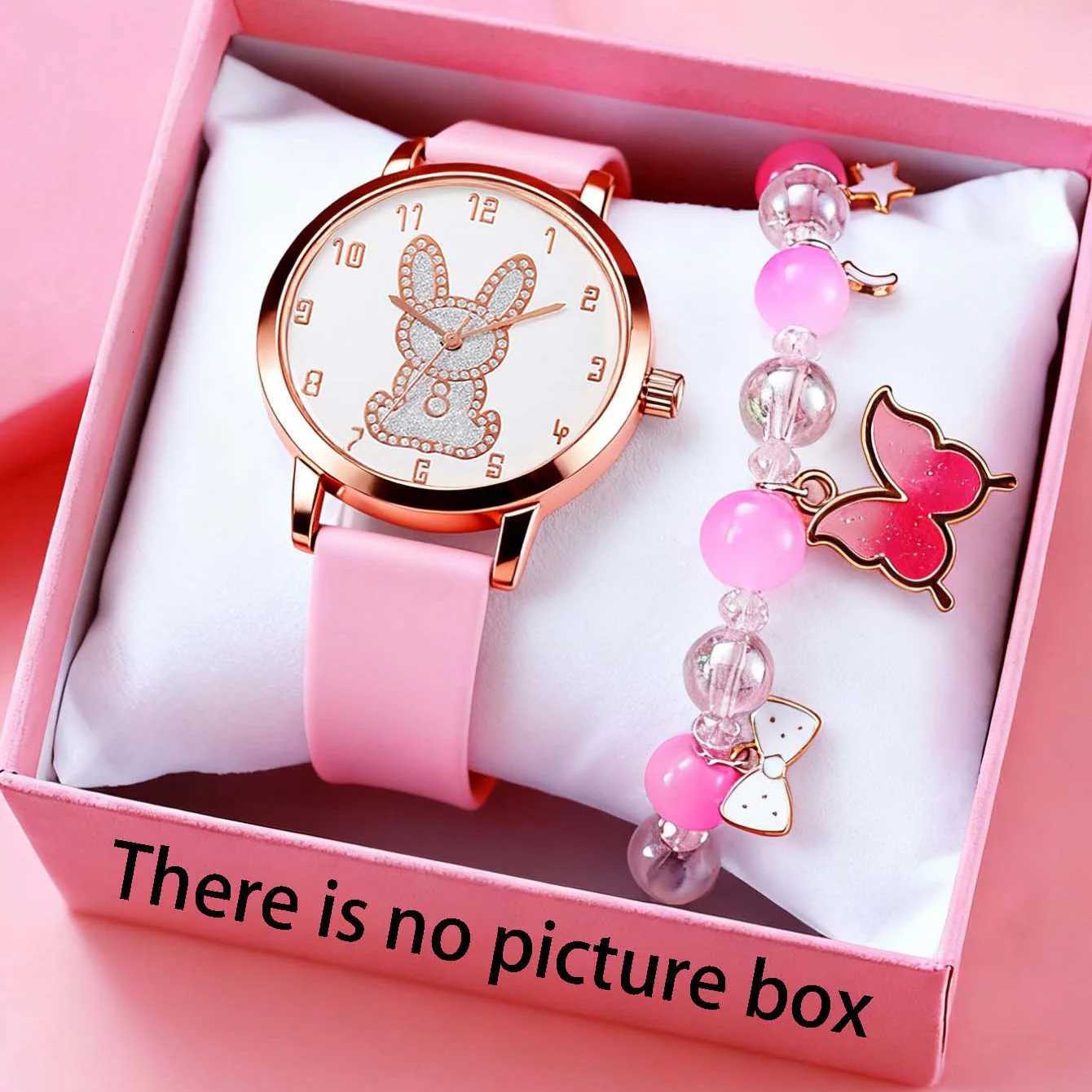 Fashionable simple cute rabbit pattern wen quartz and set suitable for daily wear Christmas gift M251222