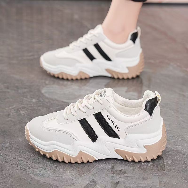 2025 Dad Shoes Autumn New Women's Shoes Thick soled Height increasing Sports Shoes Casual White Shoes Versatile Soft soled Travel Shoes