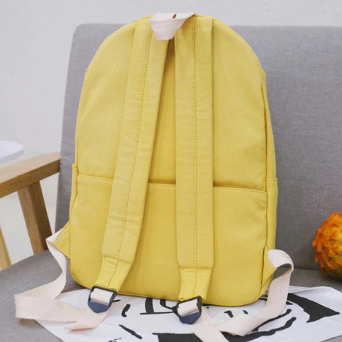 Solid Color Small Fresh Canvas Backpack Womens 2022 New Backpack Womens Backpack High School Student School Bag SizeM251222