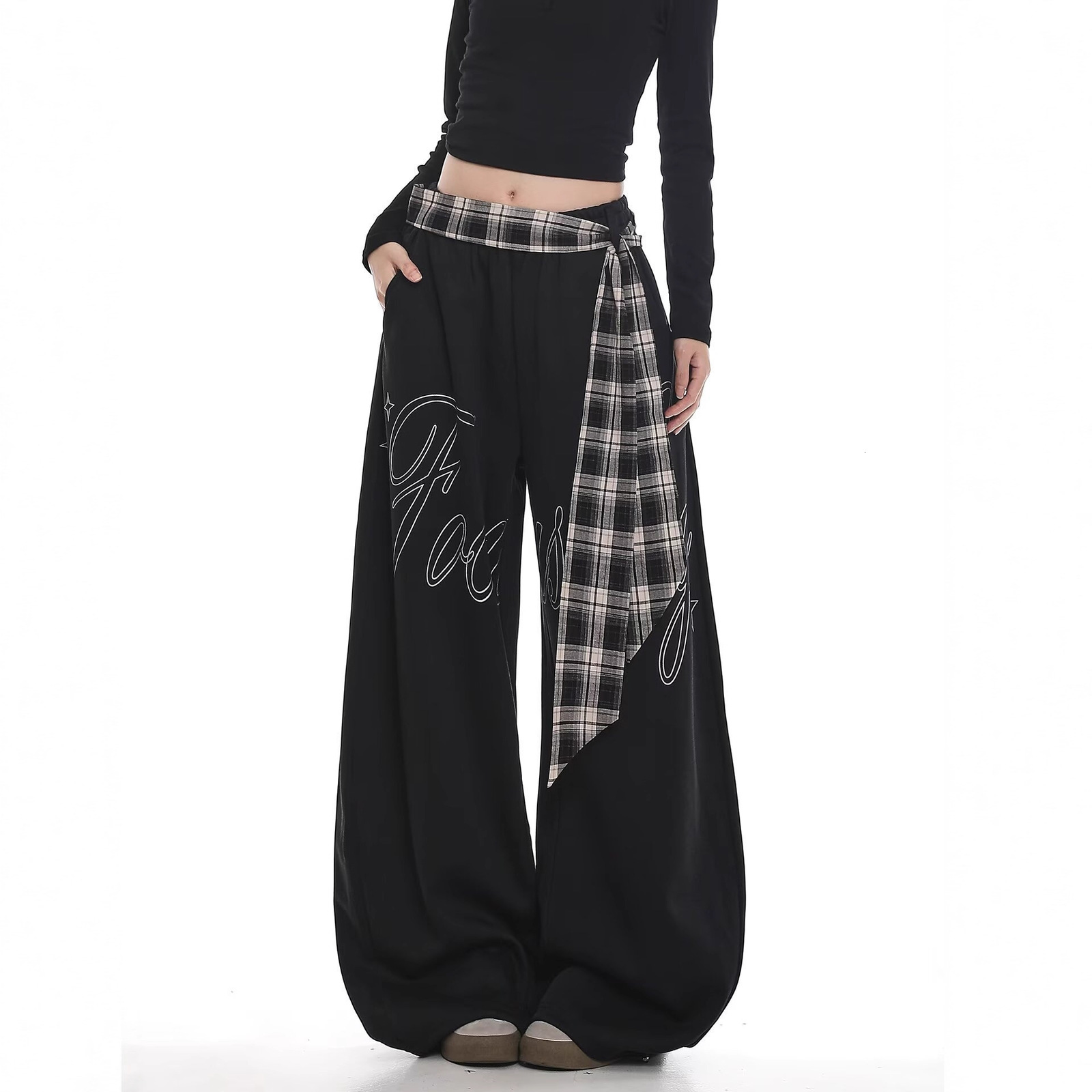 UNCLEDONJM Hip Hop Plaid Pants Men Ins Irregular Casual Pants Patchwork Pants Fashion Streetwear Trousers t2-a002 201126