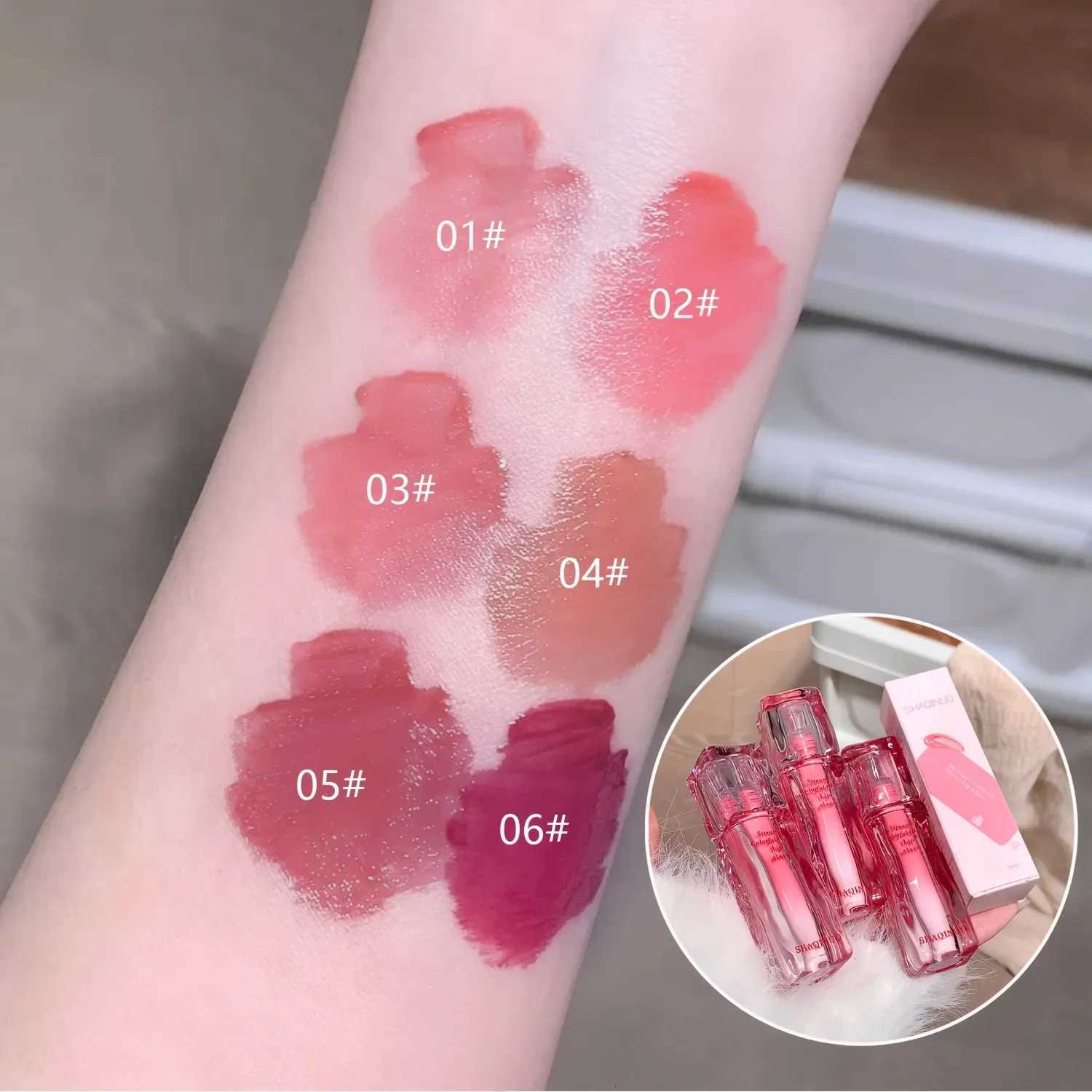 6Color Moisturizing Mirror Effect Lip Gloss Lip Glaze Refreshing Non Greasy Texture Glossy Long Lasting Liquid LipstickT251222