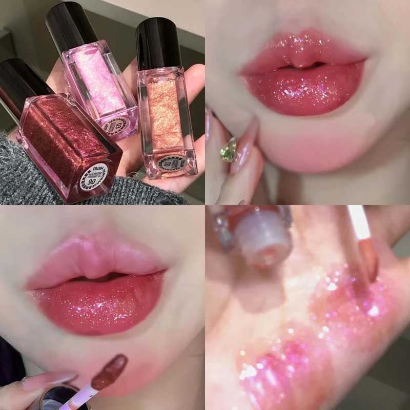 Plumping Glitter Clear Lip Gloss Sparkling Fine Pearl Mirror Lip Glaze Makeup Moisturizing Shimmer Diamond Liquid Lipstick TintT251222