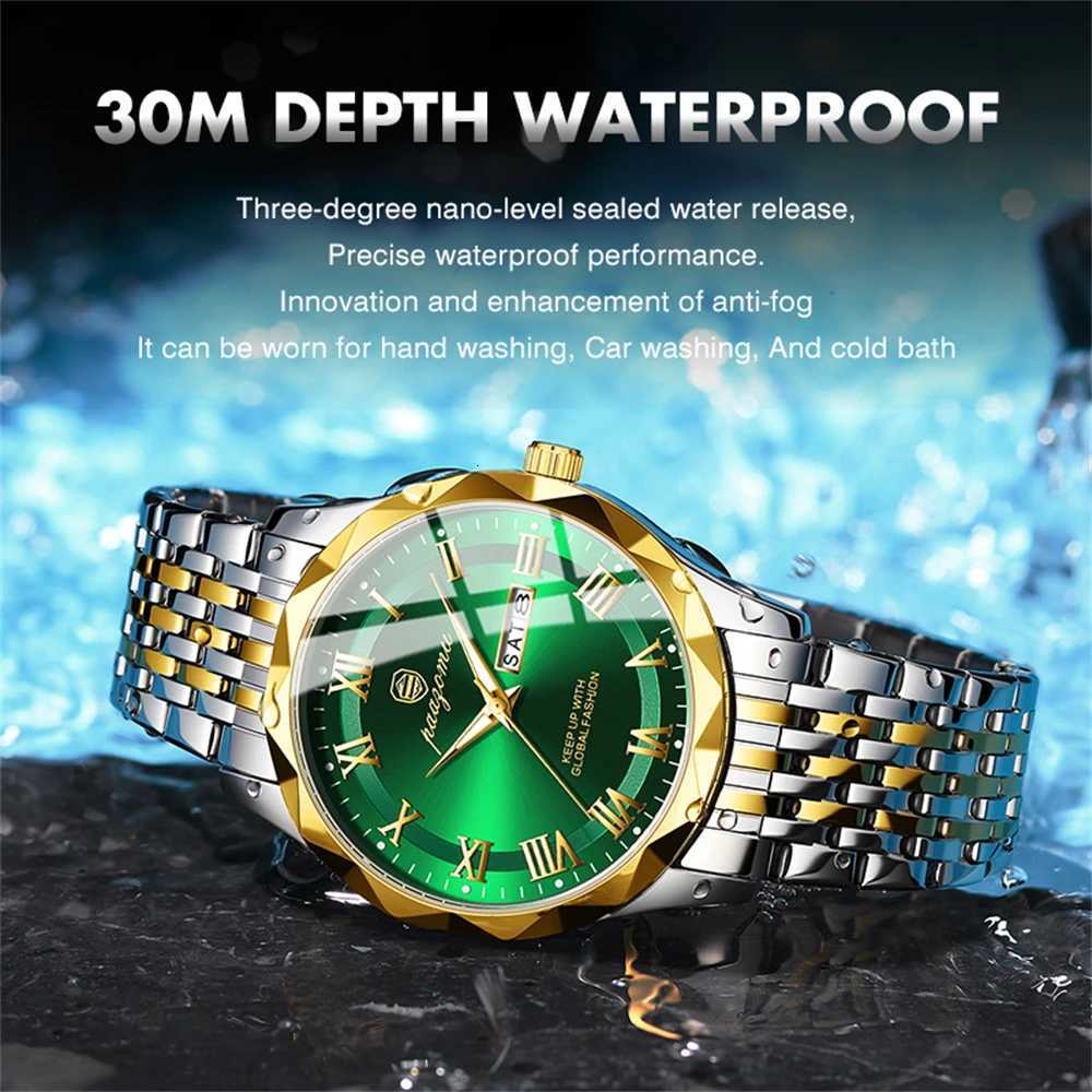 PAAZU Men High Quality Clock Waterproof Luminous Date Luxury Man Stainl Steel Quartz Mens es MBox M251222