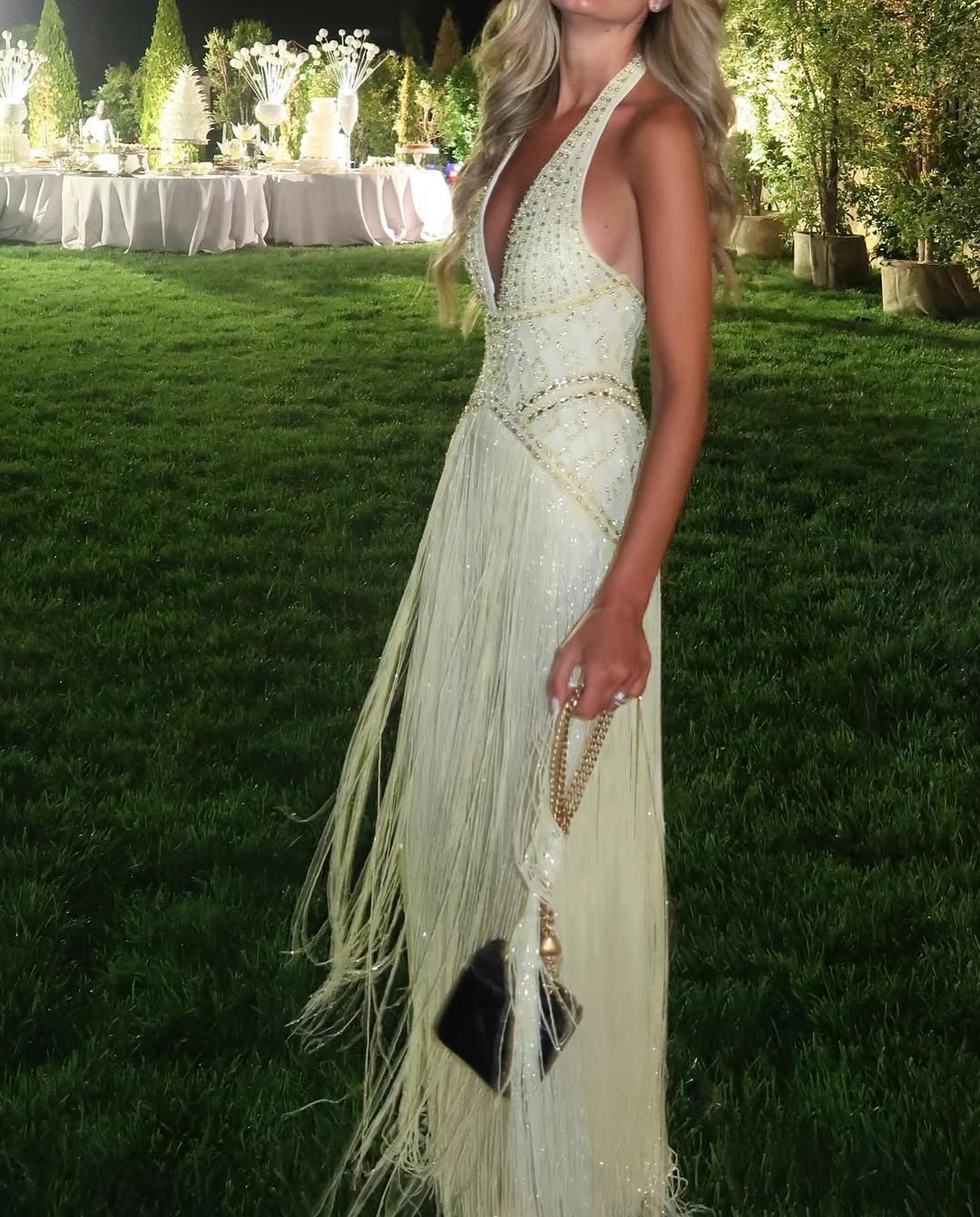 Fashion Luxury Crystal Beadings Sequins Glitter Evening Dress Sexy V Neck Backless Tassel Prom Party Gowns Women Formal Occasion Robes de soiree BC204