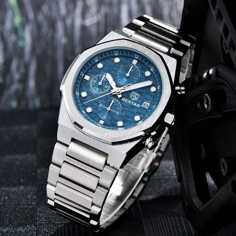 BENYAR 5216 Fashion Quartz es for Man Mtifunctional Waterproof Steel Str Cndar Luminous Elegant Busin Mens M251222
