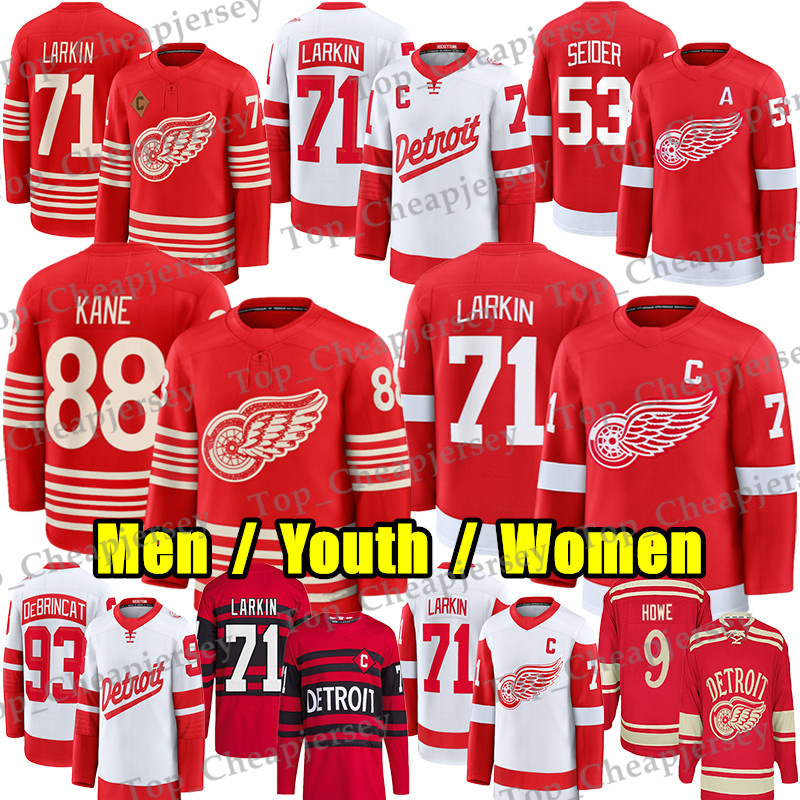 #71 Dylans Larkins detroites hockey jersey red wingsS jersey #88 Patrick Kane Moritz Seider Marco Kasper DeBrincat Finnie Axel Sandin-Pellikka Lucas Raymond jersey
