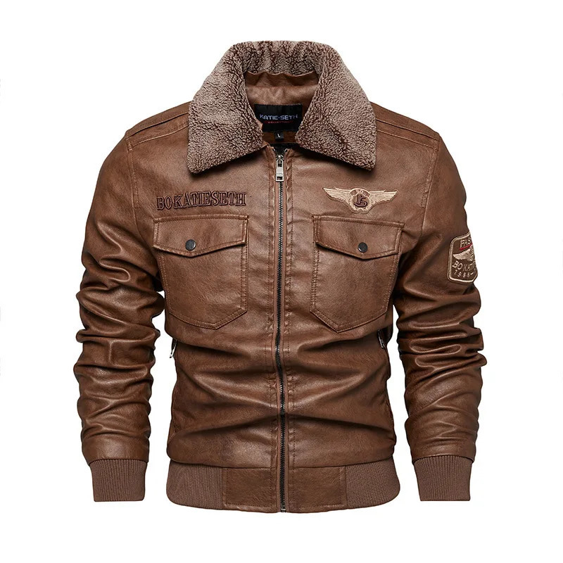 Pu Jacket Men Thick Warm Military Bomber Tactical Leather Jackets Mens Outwear Fleece Fur Collar Windbreaker Coat Male 6XL 251210