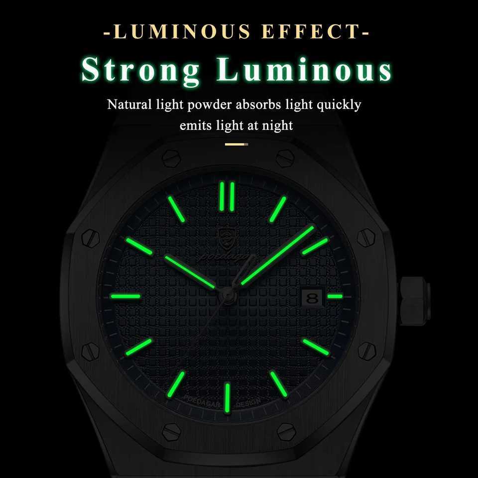 POEDAGAR Luxury Man Date Luminous Waterproof Stainl Steel Men Wrist Fashion Busin Quartz Mens es M251222