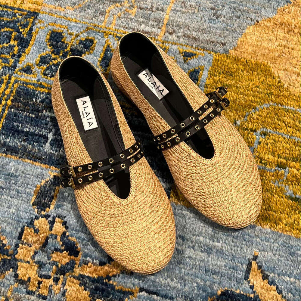 10A Summer beach Raffias Straw mary jane shoe Luxury Designers Loafers moccasin ballet Flat shoe Women Casual leopard denim travel sport mesh sandal slide Dress shoe