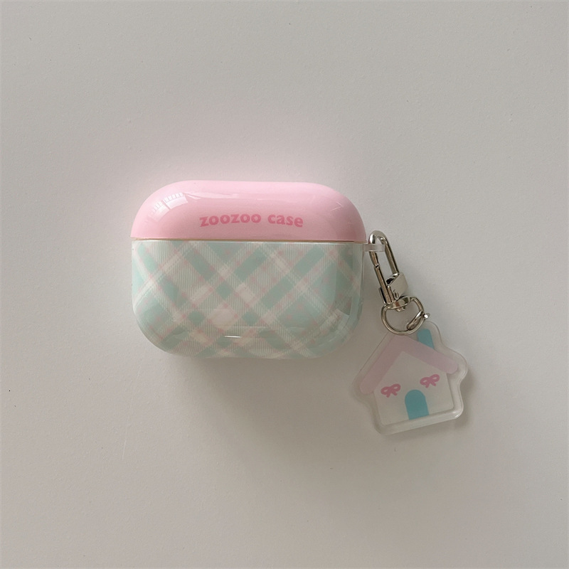 Summer Color-Block Plaid Pendant Compatible with Apple Case AirPods Pro 2nd Generation 2022 Earphones 4