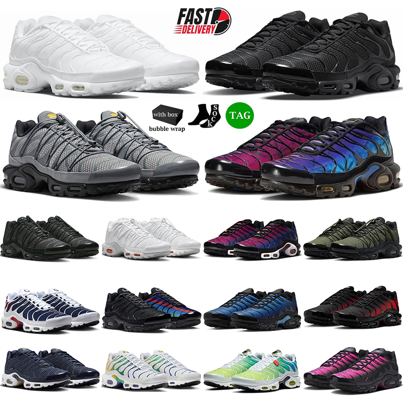 With Box Designer Shoes Tns Plus Running Shoes for Men Women Tnss Trainers Triple White Black Unity Sky Blue Ice Hyper Marseille Outdoor Sports Sneakers Eur Size 36-46