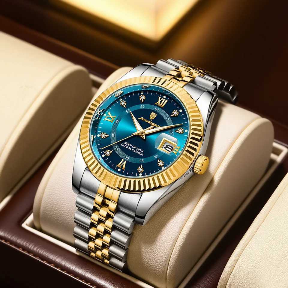 POEDAGAR Luxury Sport Wrist For Man Waterproof Luminous Date Men Quartz Stainl Steel Mens es M Relojbox M251222