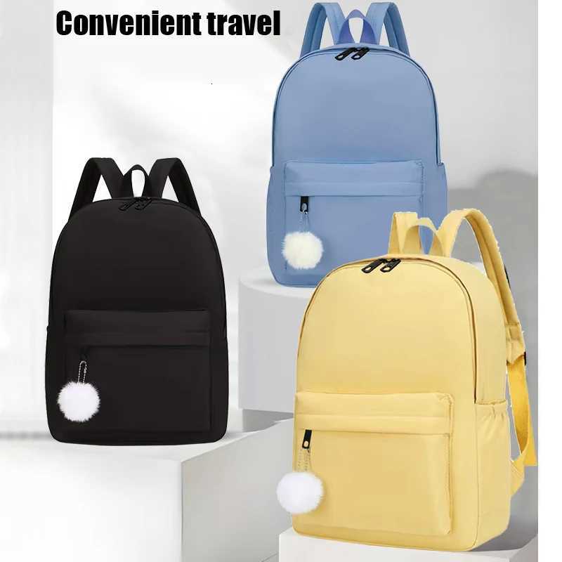 Trendy Casual Backpack Multiple Colors High Capacity Pom-pom Decor High Quality for Women School Daily Outing CommuteM251222