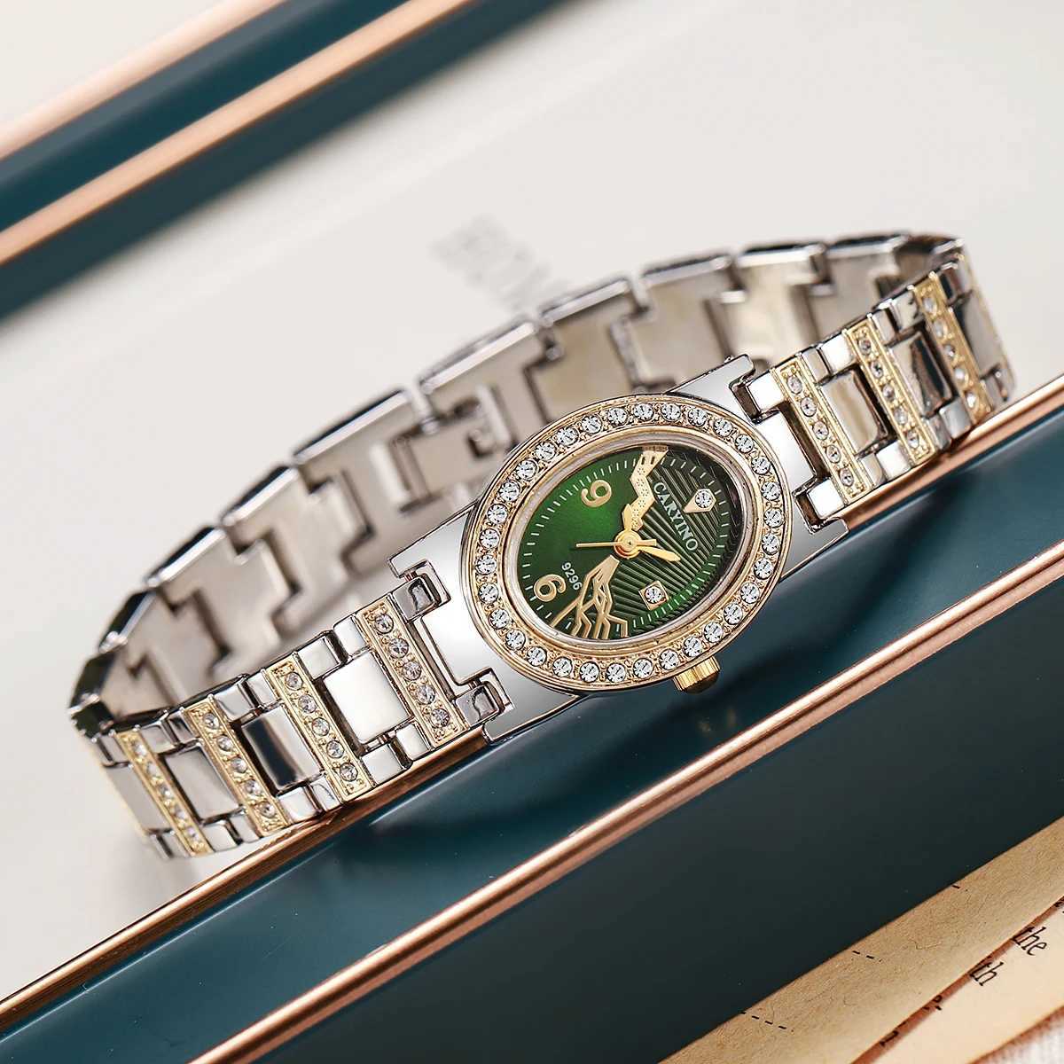 Wens Quartz Set with Oval Green Dial - Infinity Symbol Diamond-studded M251222