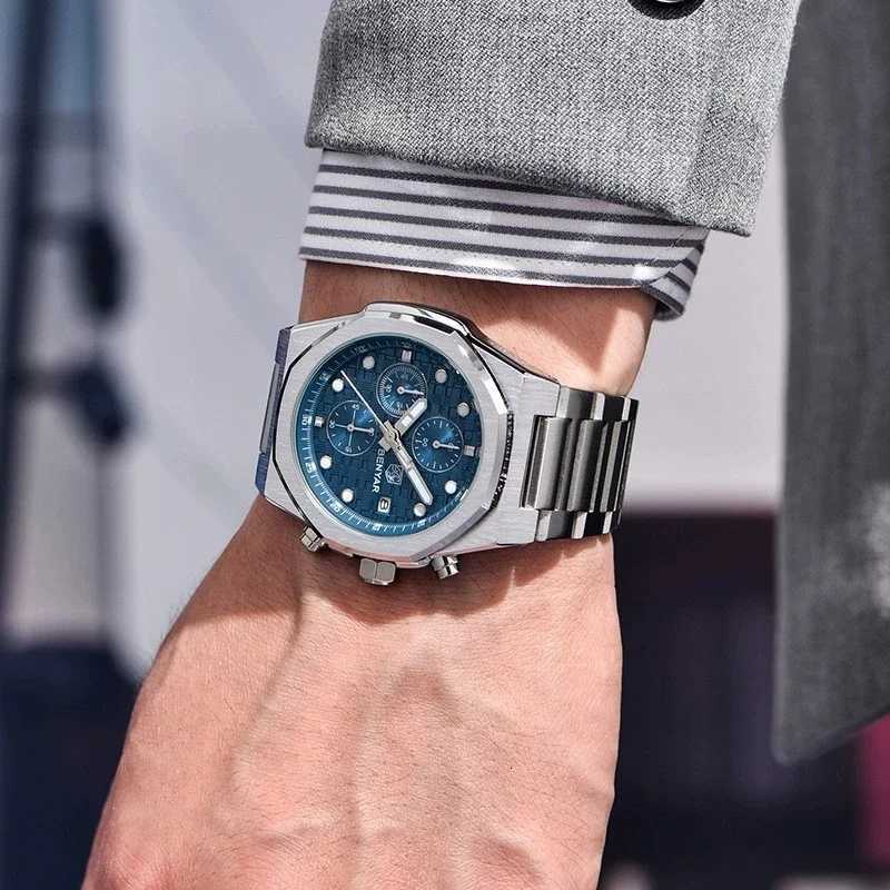 BENYAR 5216 Fashion Quartz es for Man Mtifunctional Waterproof Steel Str Cndar Luminous Elegant Busin Mens M251222