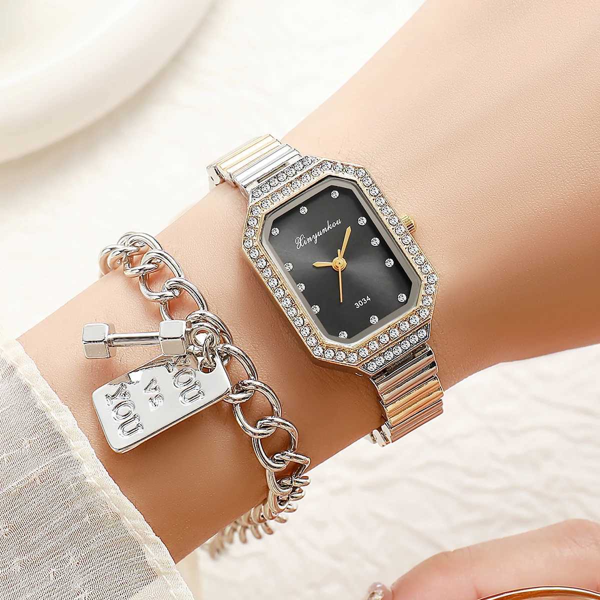 Light luxury fl-diamond wens quartz two-tone steel strfashionable a gift for girlfriend M251222