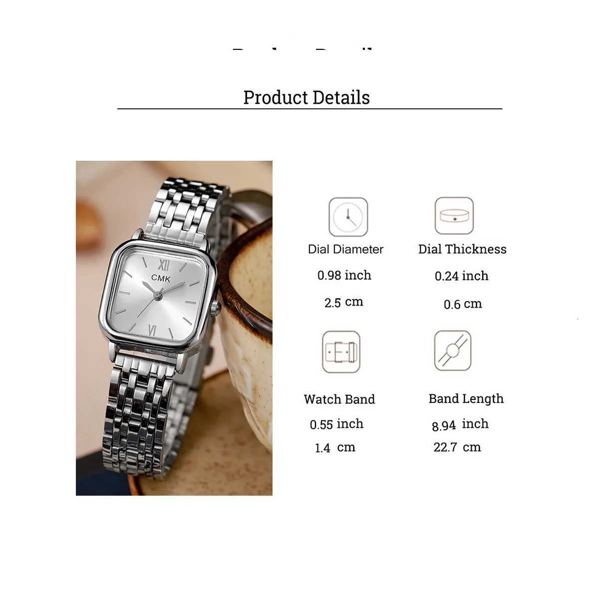 Fashion Light Luxury Square Dial Alloy Str Wens Quartz Set of 6 Suitable for Thanksgiving and Christmas Gif M251222