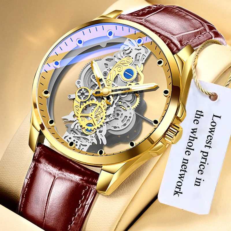 2024 New Men Skeleton Quartz Wrist Gold Skeleton Retro Man Top Brand Luxury Clock Mens es Reloj Hbre M251222