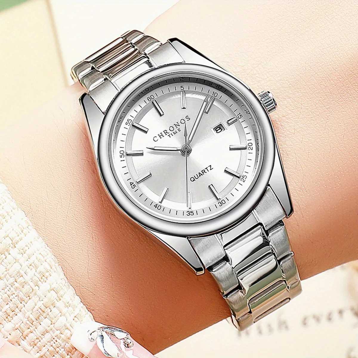 CHRONOS Wens Luxury Fashion Ladies with Stainl Steel Band Luminous Cndar Busin Casual Gift for Any Ocn M251222
