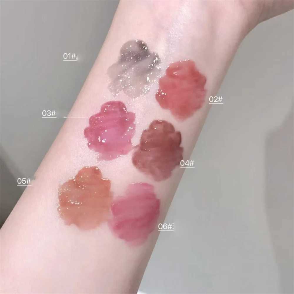 Crystal Nude Gray Glossy Lip Stain Mirror Korean Lip Glaze Sheer Nude Glitter Lip Tint Watery Shine Plumping Lipgloss CosmeticsT251222