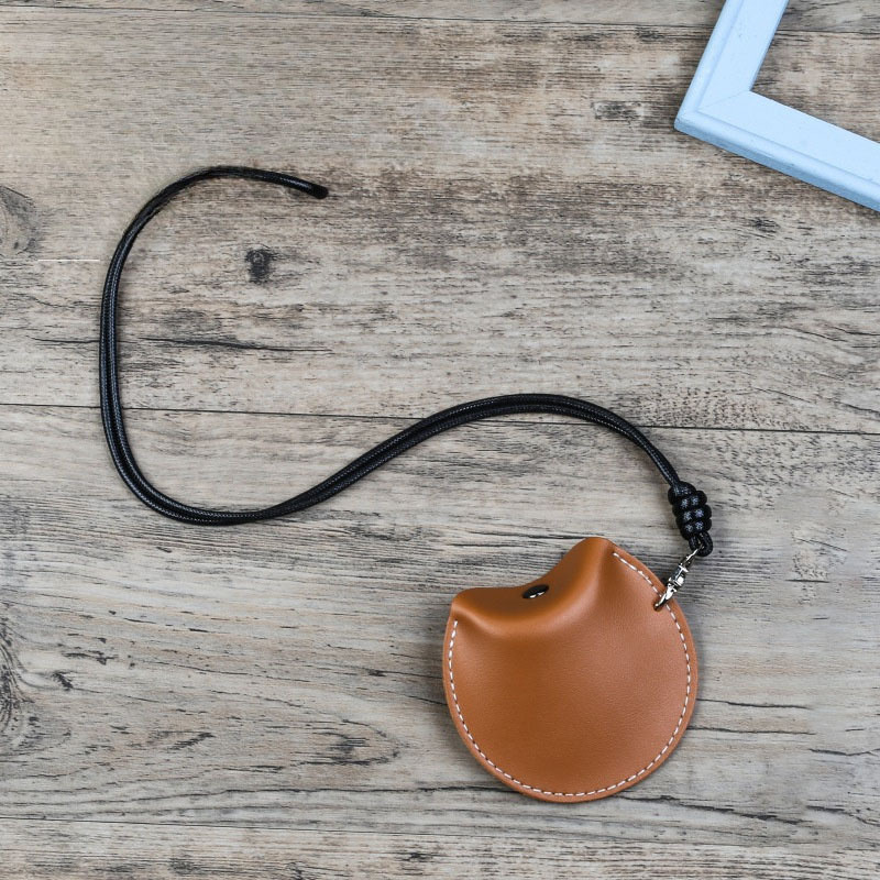 Hot Selling Bluetooth Earphone Hanging Neck Leather Round Coin Purse Small Item Storage Bag