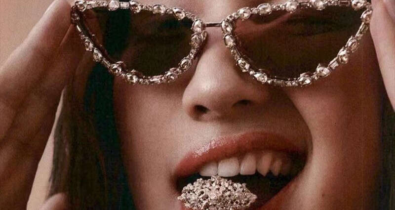 UV400 Prescription Rhinestone Sunglasses - Euro-American Retro Metal Frame Large Bling