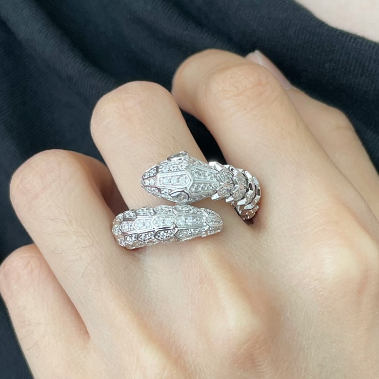 ADITA Designer snake ring with natural crystal 925 silver 18 K never fade top quality US size 678 with box exquisite gift brand designer 069