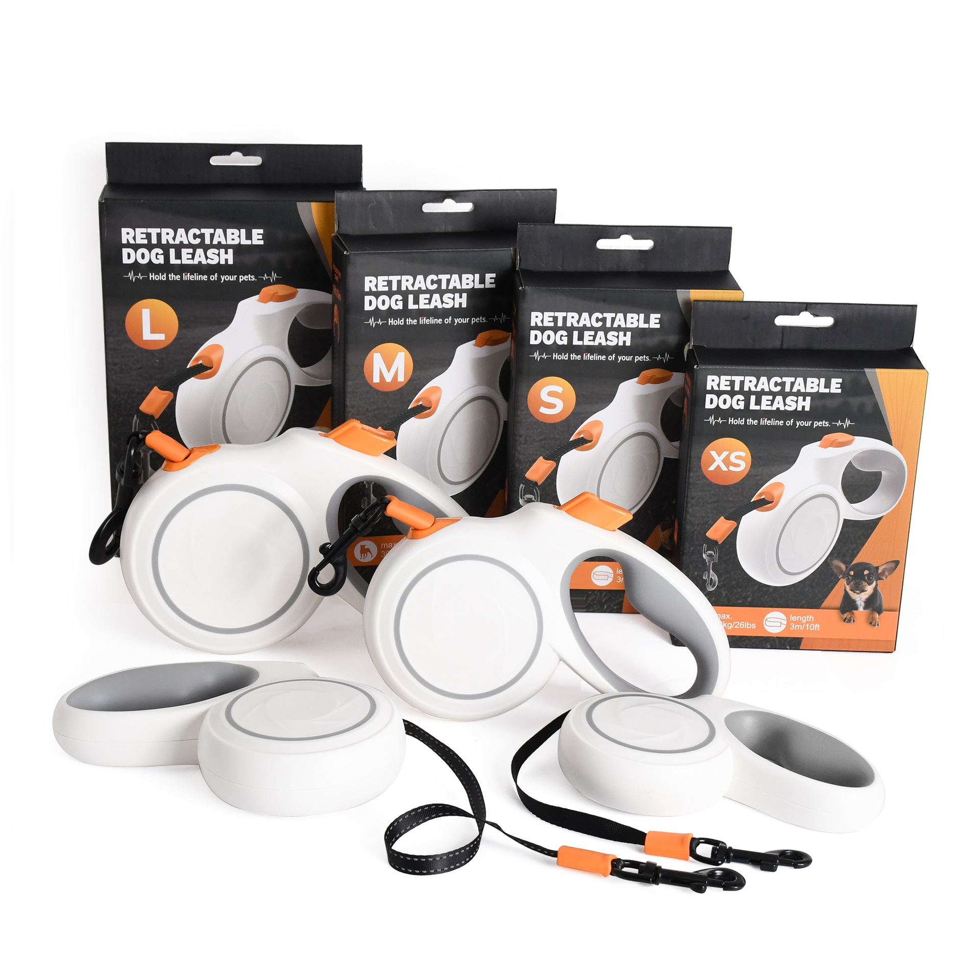 Retractable Dog Leash Reflective Pet Leash with Automatic Locking for Small Medium Large Dogs Durable Nylon Rope