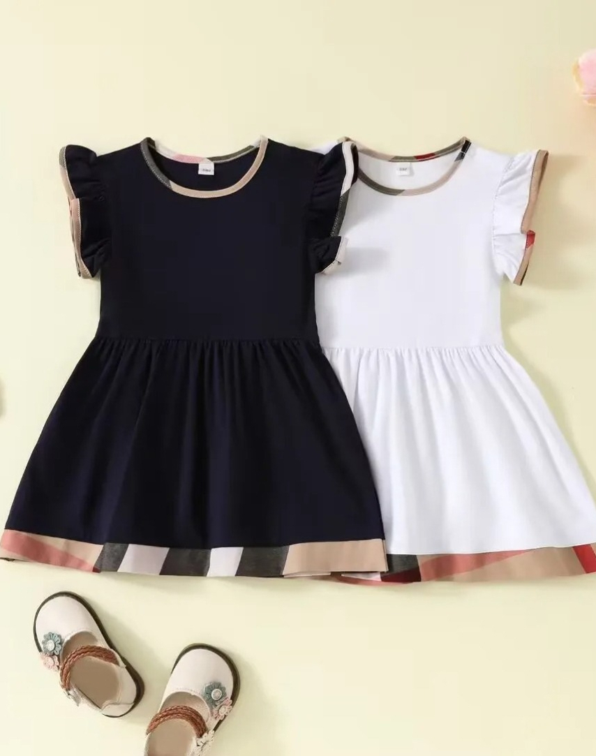 Newborn dress Girls Vintage Plaid Dresses Fashion Designer Tutu Dress Kids Girl Lovely Cotton Casual Summer Ruffle Tutu Princess adc