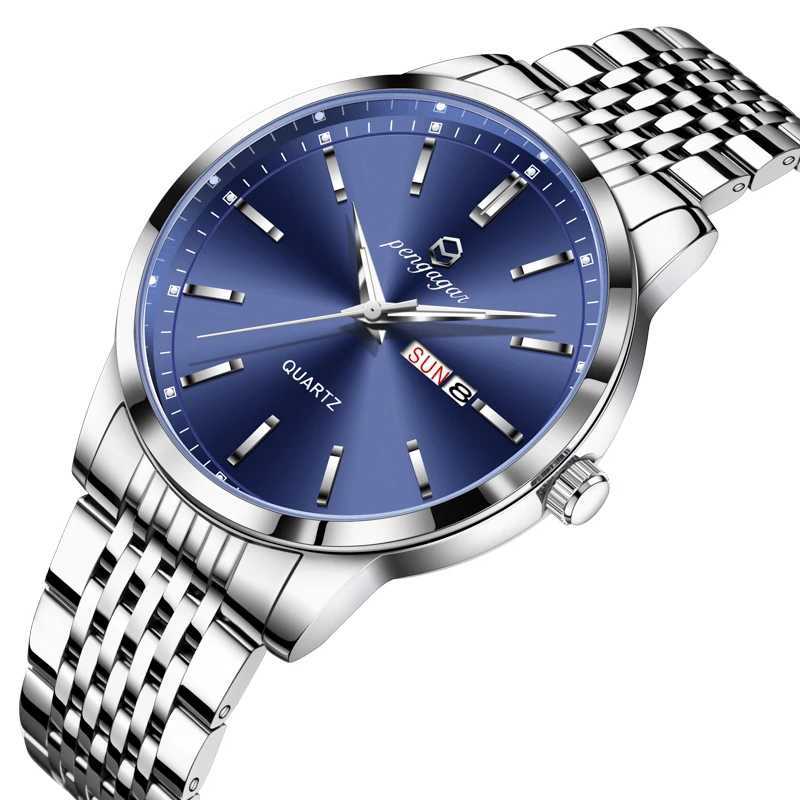 PENGAGAR Fashion Busin Man Waterproof Luminous Date Stainl Steel Men Quartz Luxury Round Mens es Reloj M251222