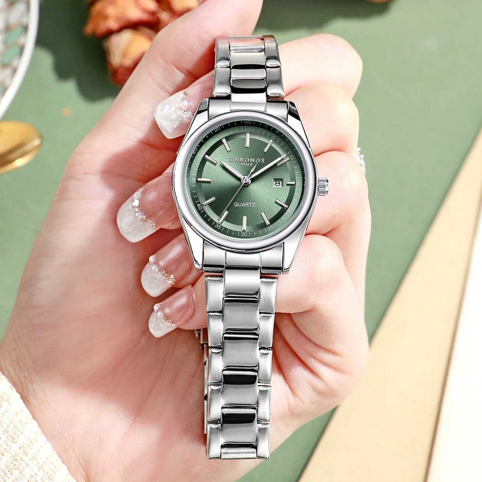 CHRONOS Wens Luxury Fashion Ladies with Stainl Steel Band Luminous Cndar Busin Casual Gift for Any Ocn M251222