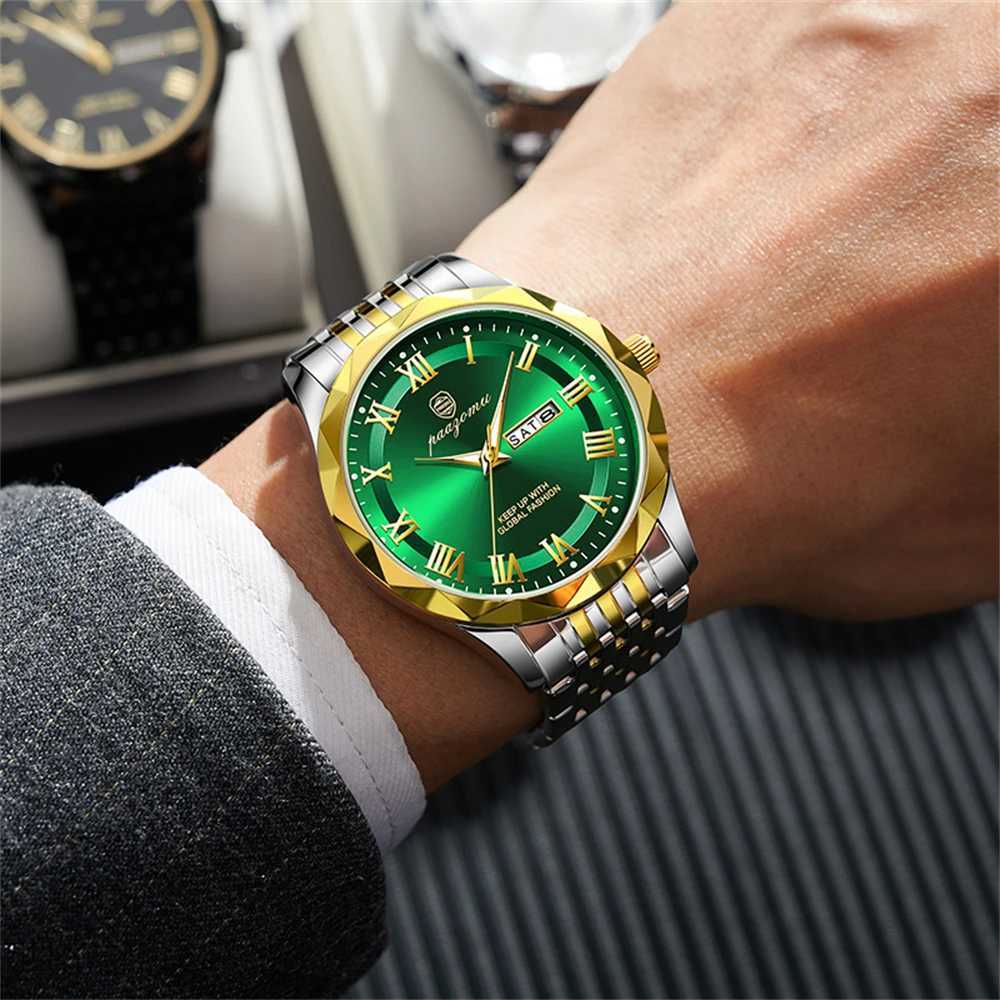 PAAZU Men High Quality Clock Waterproof Luminous Date Luxury Man Stainl Steel Quartz Mens es MBox M251222