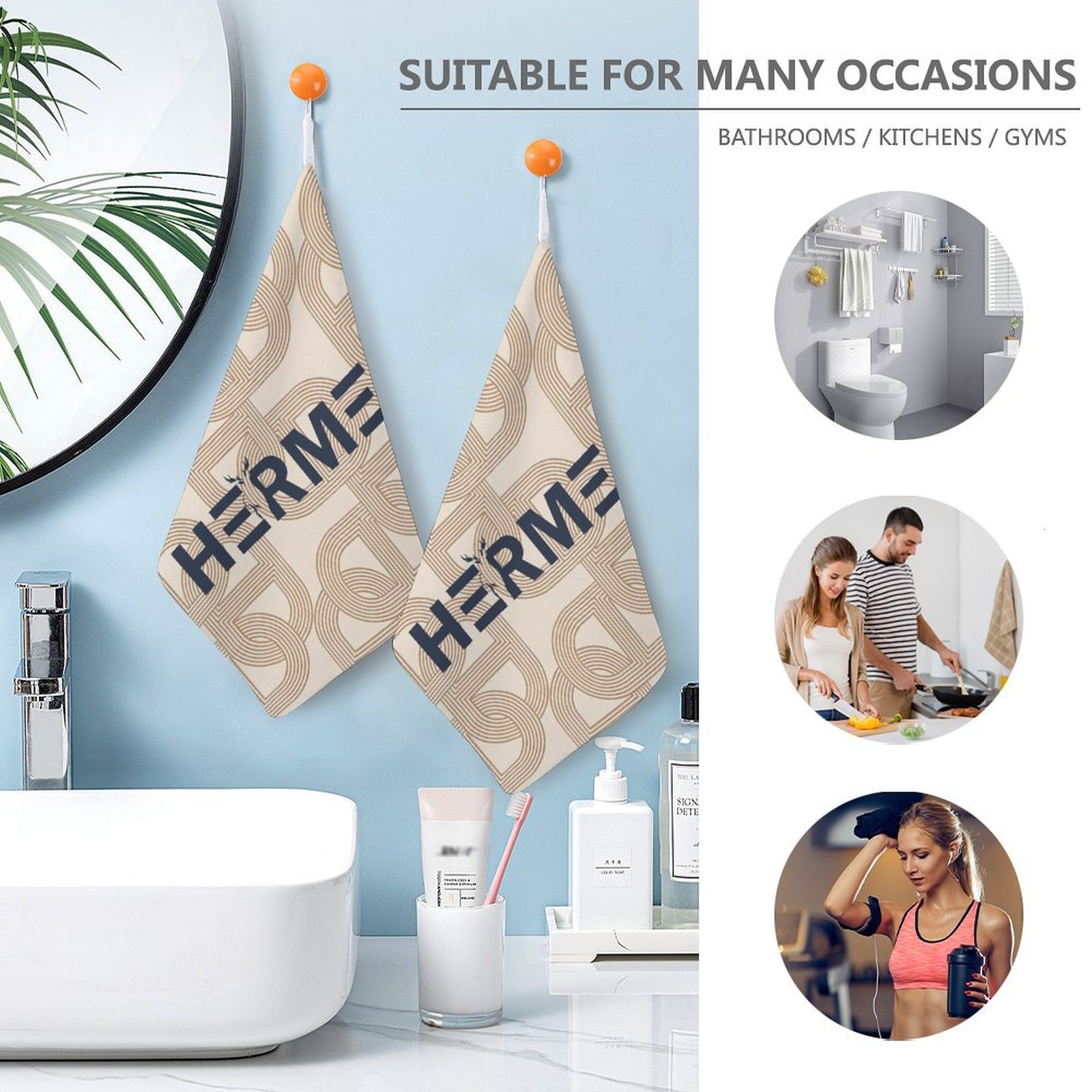 Custom Designer H Towels Luxury Horse Pattern Premium Hand Towels Set 11 by 11 inches Ultra Soft and Highly Absorbent Gym Shower Kitchen Hotel H64