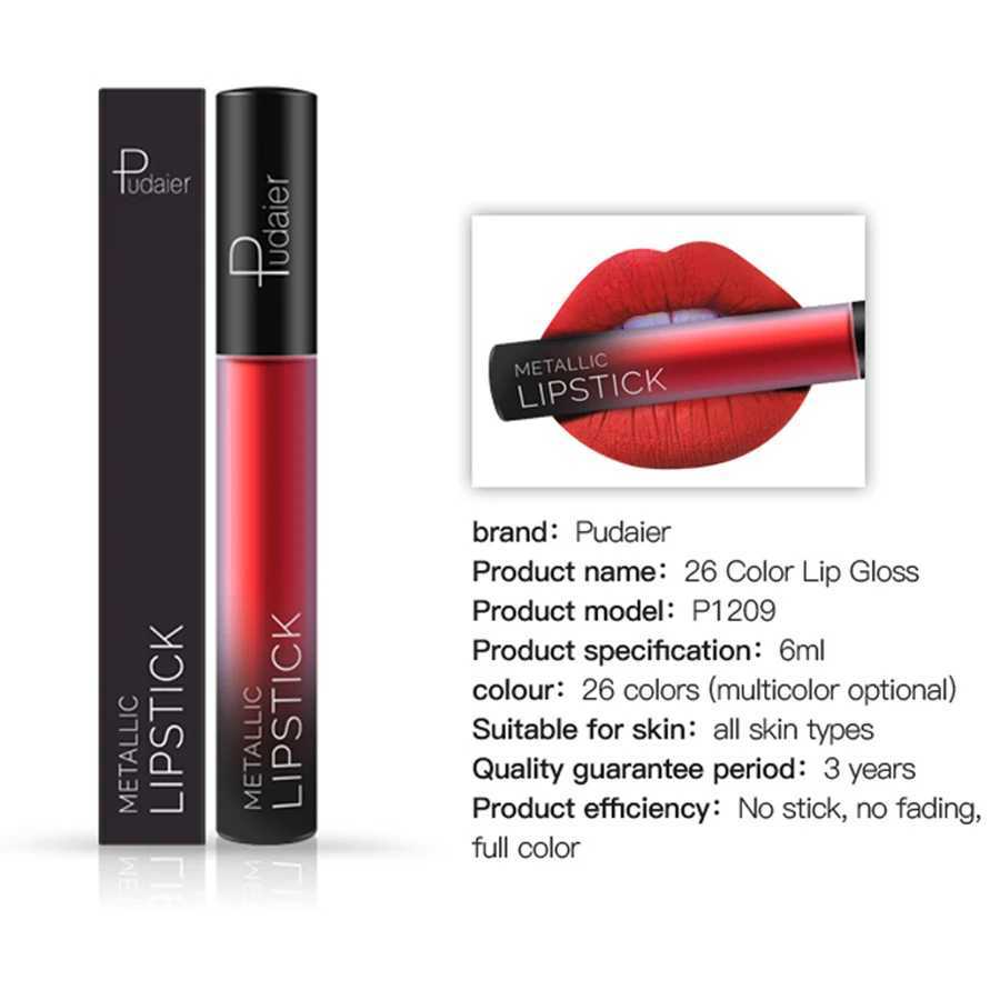 Pudaier Waterproof Nude Tint Liquid Lipstick Smooth Cosmetics Matte Lip Gloss Makeup Colorful Lipgloss Cream Make up GlossesT251222