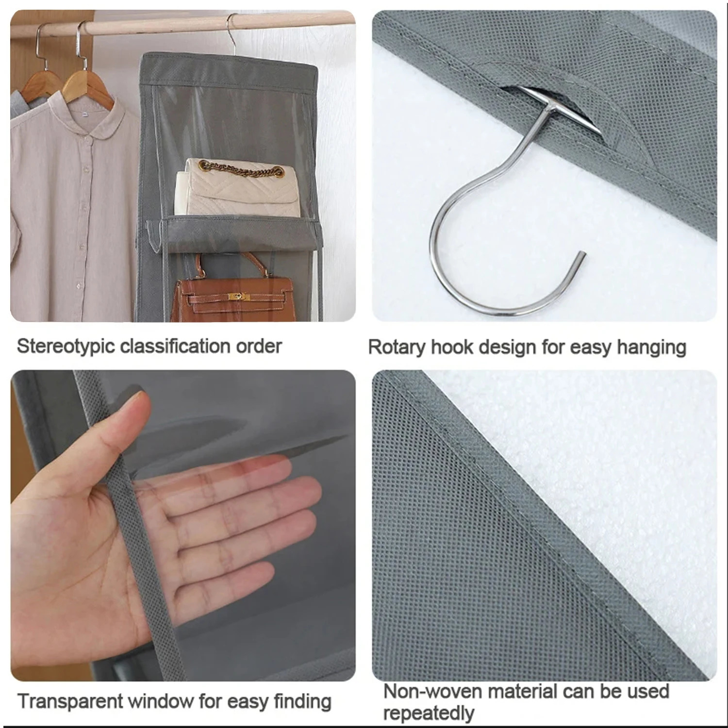 10 Pockets Hanging Purse Handbag Organizer Clear Shelf Bag Collection Storage Holder Wardrobe Closet Space Saving 251215