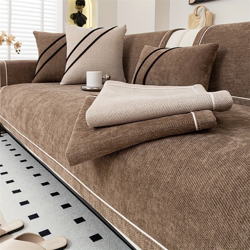 Heavy Non-Slip Sofa Protector Classic Chenille Sofa Cover with Decorative Stitching - Thick Sofa Towel 251215CJ