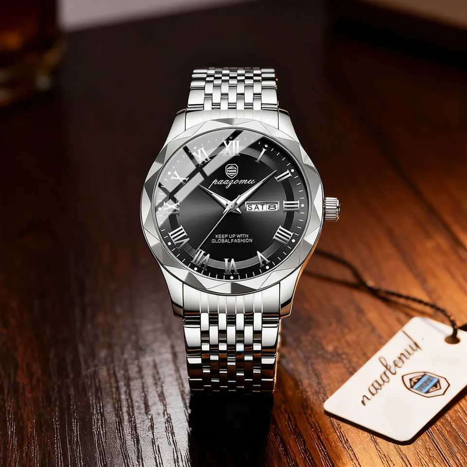 PAAZU Military For Men Waterproof Luxury Week Cndar Man Wrist Quartz Stainl Steel Fashion Mens es M M251222