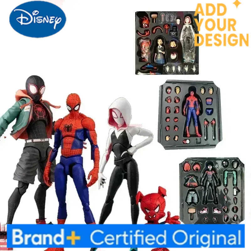 Disney Spiderman Gwen Peter Action Figure Anime Spider-Verse Collection Sentinel Miles Morales Figures ChildrenS Xmas Gifts Toys H251222