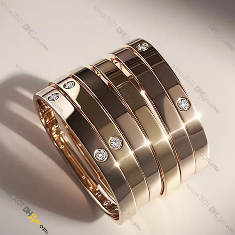 Designer Bracelet Jewelry for Women 4 Diamonds Love Screw Bracelet Titanium Steel Bangle Gold-Plated Never Fading Non-Allergic, Gold/Silver/Rose
